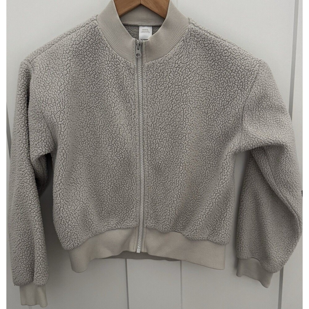 Z By Zella Teddy Bear Full Zip Sherpa Cropped Jacket Light Brown
